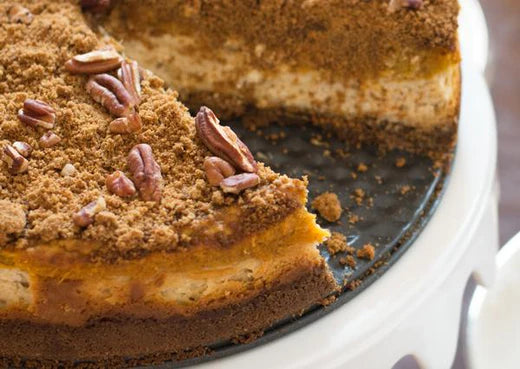 Ginger Pecan Streusel Sweet Potato Caramel Cheesecake &ndash; Meiji America