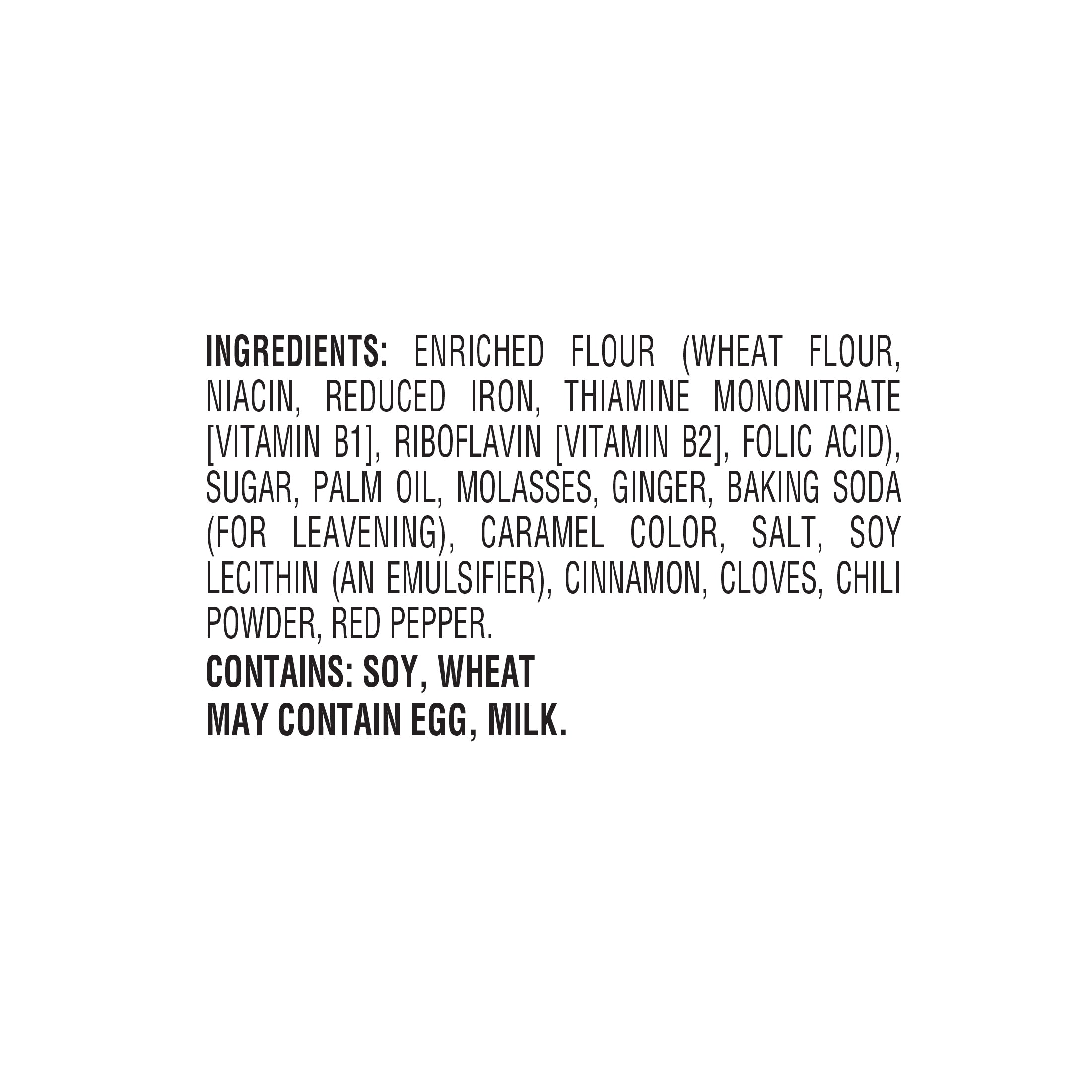 Stauffer's SNAPS Ginger 8oz Bag nutritional facts