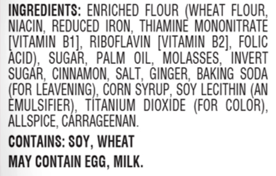Stauffer's Iced Gingerbread Cookies 10oz Bag nutritional facts