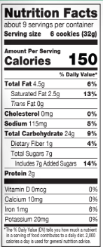 Stauffer's Shortbread Cookies 10oz Bag nutritional facts