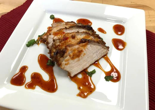 Asian Ginger Crusted Pork Tenderloin With Sweet Chili Drizzle