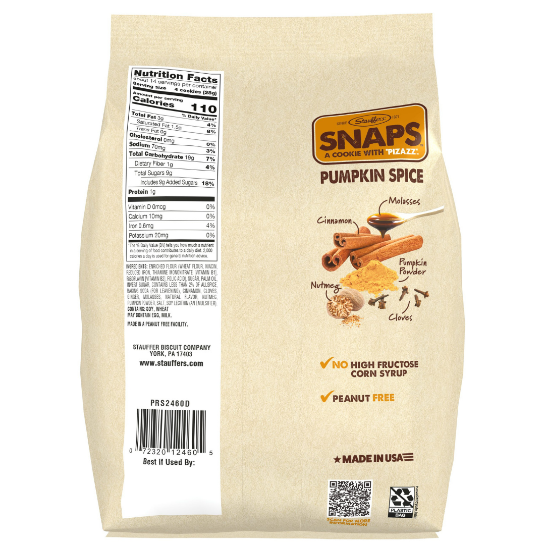 Stauffer's SNAPS Pumpkin Spice, 14oz Bag – Meiji America
